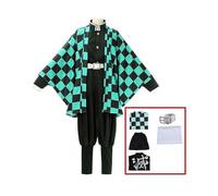(Costume, XXL) Demon Slayer Tanjirou Kamado Cosplay Costume Anime Kimetsu No Yaiba Kamado Tanjirou Cosplay Wig Kimo