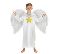 Costumes for Kids Elegant Angel Costume Pure Color Gown for Fairy Tale Party Halloween Cosplay Holiday Events Role Play Childrens Dress Up Outfit for Boys and Girls Special Occasions White