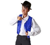 Costumizate! DIsfraz Children's Black Sequin Vest in Various Sizes and Colours - Shiny Accessory for Carnival Costumes, Parties Performances (Blue, 10-12 Years)
