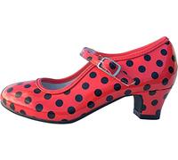 Costumizate! Flamenco Dance Shoes with Different Sizes From Girl to Women., Red with Black Polka Dots, 5 UK Child