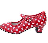 Costumizate! Flamenco Dance Shoes with Different Sizes From Girl to Women., Red with White Polka Dots, 8.5 UK Child