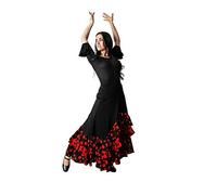 Costumizate! Flamenco Dance Skirt for Women Adult Different Sizes, black and red, S