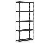 COSTWAT 4/5 Tier Garage Shelving Unit, Height Adjustable Boltless Storage Rack with Flexible Transformation Design, Metal Utility Storage Rack for Shed Workshop (Black, 5 Tier, 90 x 29 x 183cm)