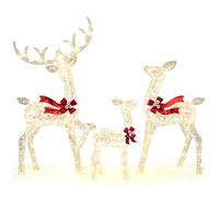 COSTWAY 1/2/3-Piece Pre-Lit Christmas Reindeer, Light Up Garden Christmas Figure Decorations with LED Lights, Xmas Deer Family for Front Yards Lawn Patio (2.4FT+3.7FT+5FT, Family)