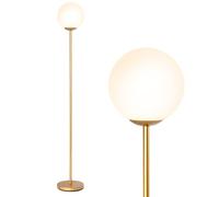 COSTWAY 1/2-Light Floor Lamp, Globe Standing Lamp with Acrylic Lampshade, Foot Switch & E27 Bulb Bases, Tall Pole Reading Floor Light for Living Room Bedroom Office, Bulb not Included (1 Light)
