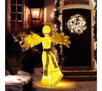 Costway 1.5 M Lighted Christmas Angel Outdoor Pre-Lit Christmas Decoration W/ Stakes
