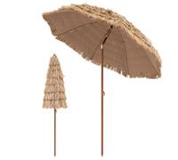 COSTWAY 1.8m/1.9m/2m Garden Hawaii Parasol, Folding Tilting Thatch Tiki Sun Umbrella with 8 Ribs, Tropical Hawaiian Straw Sunshade for Patio Pool Balcony Backyard (196 x 214cm)