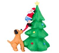 Costway 1.8M Inflatable Christmas Tree Led Dog Chase Santa Outdoor Indoor