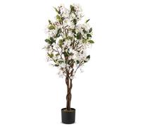 Costway 1 Pcs 120 Cm Tall Artificial Bougainvillea Tree Faux Floral Plant-White