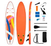 COSTWAY 10.5FT/11FT Inflatable Stand Up Paddle Board, 6" Thick SUP with Adjustable Aluminium Paddle, Hand Pump, Removable Fin, Leash & Backpack Bag for All Skill Levels (Orange, 336 x 77 x 16CM)