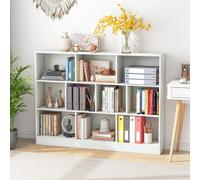 Costway 10-Cube Bookshelf 140Cm Wood Display Shelf 3-Tier Storage Organizer