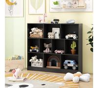 Costway 10-Cube Bookshelf 3-Tier Wood Display Shelf 120cm Storage Organizer in Black COSTWAY Black