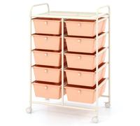 Costway 10-Drawer Storage Cart Rolling Cart W/universal Wheel & Handle