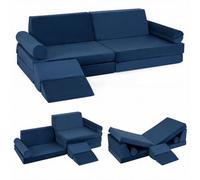 Costway 10-Piece Climb & Crawl Foam Playset Modular Kids Sofa Foam Couch-Blue