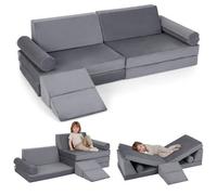 Costway 10-Piece Climb & Crawl Foam Playset Modular Kids Sofa Foam Couch-Grey