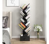 Costway 10 Tiers Bookshelf Display Bookcase Tree Shaped Storage Rack Shelves With Drawer