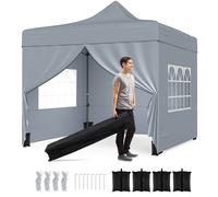 Costway 10 x 10 FT Pop up Canopy Tent w/ 4 Removable Sidewalls in Grey COSTWAY Grey