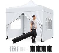 Costway 10 x 10 FT Pop up Canopy Tent w/ 4 Removable Sidewalls in White COSTWAY White