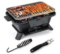 Costway 100% Cast Iron Hibachi Grill Portable Charcoal Barbecue Grill-Black