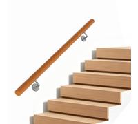 Costway 100 Cm Stair Railing Indoor Beech Wood Staircase Handrail With Stainless Steel Wall Brackets