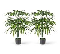 COSTWAY 100cm/125cm Artificial Bamboo Tree Set of 2, Faux Bamboo Plant with Plastic Nursery Pot, Adjustable Branches and Realistic Dried Moss, Indoor Tall Fake Floor Trees (100 cm)
