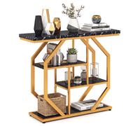 Costway 100CM Console Table 4-Tier Modern Entryway Table w/ Storage Shelves in Black COSTWAY Black