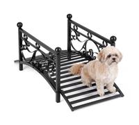 Costway 101.5 cm Garden Metal Bridge Outdoor Arched Bridge w/Dual Patterned Side Rails in Black COSTWAY Black