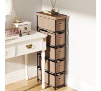 Costway 101 Cm Narrow Dresser Slim Chest Of Drawers W/ 5 Drawers & Handles-Brown
