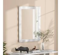 COSTWAY 106 x 71cm Large Wall Mirror, Vintage Solid Wood Frame Rectangle Hanging Decorative Mirror, Horizontal/Vertical Wall Mounted Vanity Mirror for Hallway Living Room Bedroom Bathroom (White)