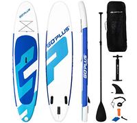 COSTWAY 10FT/11FT Inflatable Stand Up Paddle Board, 6" Thick SUP Boards with Adjustable Aluminium Paddle, Hand Pump, Removable Fin, Leash and Backpack for All Skill Levels (335x76x15CM, Navy Blue)