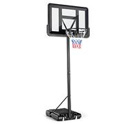 COSTWAY 10FT Basketball Backboard Hoop Net Set, 1.35M-3.05M Height Adjustable Basketball Stand with Wheels, for Kids, Junior and Adults (White+Blue+Red Net)