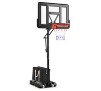 COSTWAY 10ft Basketball Backboard Hoop Net Set, 2.4M-3.05M Height Adjustable Basketball Stand with Wheels and Weight Bag, for Indoor Outdoor (Red+White+Blue)