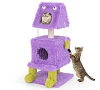 Costway 111Cm Cat Tree Cute Monster-Themed Cat Tower W/ 2 Private Condos
