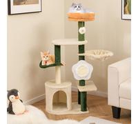 Costway 114Cm Tall Cat Tree Cute Flower Pet Activity Center Furniture-Green