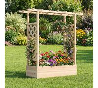 Costway 114cm Tall Wooden Raised Garden Bed with Side Trellis & Hanging Roof in Natural COSTWAY Natural