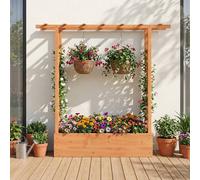Costway 114cm Tall Wooden Raised Garden Bed with Side Trellis & Hanging Roof in Orange COSTWAY Orange