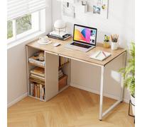 Costway 115 X 59 Cm Computer Desk Modern Home Office Desk With Storage Shelves-Natural