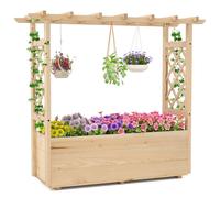 Costway 115cm Raised Garden Bed Wooden Elevated Planter Box in Natural COSTWAY Natural