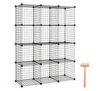 Costway 12 Cube Storage Shelf Rack DIY Wire Grid Bookcase Display Cabinet Organiser in Black COSTWAY Black