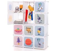 Costway 12 Cubes Portable Children Wardrobe Kid Closet-White in White COSTWAY White