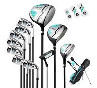 COSTWAY 12 Pieces Complete Golf Clubs Set for Men Women, Golf Club Package Set with 460CC #1 Driver, #3 Fairway and #5 Hybrid, #5#6#7#8#9#P #S Irons & Putter, Rain Hood, Right Hand (Green)