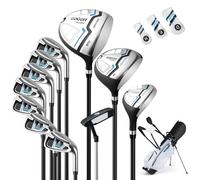 COSTWAY 12 Pieces Complete Golf Clubs Set for Men Women, Golf Club Package Set with 460CC #1 Driver, #3 Fairway and #5 Hybrid, #5#6#7#8#9#P #S Irons & Putter, Rain Hood, Right Hand (White)
