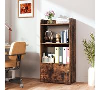 Costway 120 Cm Bookcase With Drawer 4-Tier Small Storage Shelves-Rustic Brown