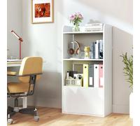 Costway 120 Cm Bookcase With Drawer 4-Tier Small Storage Shelves-White
