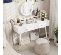 Costway 120 Cm Home Office Computer Desk Wooden Vanity Table W/ Hutch-White