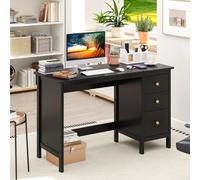Costway 120 X 50 Cm Computer Desk Modern Writing Desk With 3 Drawers-Black