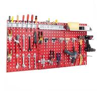 COSTWAY 120 x 60cm Pegboard Organizer Kit, Wall Mounted Tool Rack with 3 Pegboards & 28 PCS Hanging Accessories, Garage Tool Storage Pegboard for DIY Workshop (Red)