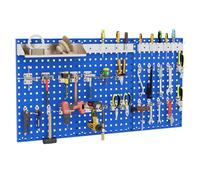 COSTWAY 120 x 60cm Pegboard Organizer Kit, Wall Mounted Tool Rack with 3 Pegboards & 28 PCS Hanging Accessories, Garage Tool Storage Pegboard for DIY Workshop (Navy)