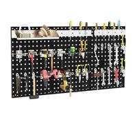 COSTWAY 120 x 60cm Pegboard Organizer Kit, Wall Mounted Tool Rack with 3 Pegboards & 28 PCS Hanging Accessories, Garage Tool Storage Pegboard for DIY Workshop (Black)