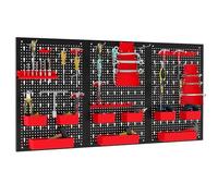 COSTWAY 120 x 60cm Pegboard Organizer Kit, Wall Mounted Tool Rack with 3 Pegboards & Hanging Accessories, Garage Tool Storage Peg Board for DIY Workshop Craft Room (Black + Red, 34 PCS Accessories)